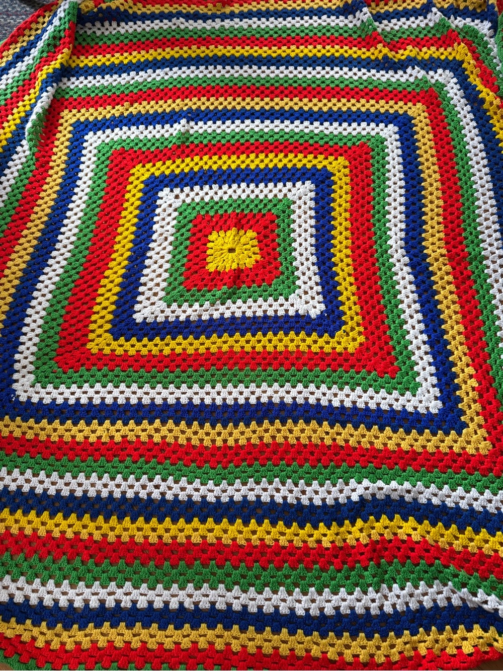 Handmade Multicolor Crochet Throw Blanket - Vibrant Striped Squares